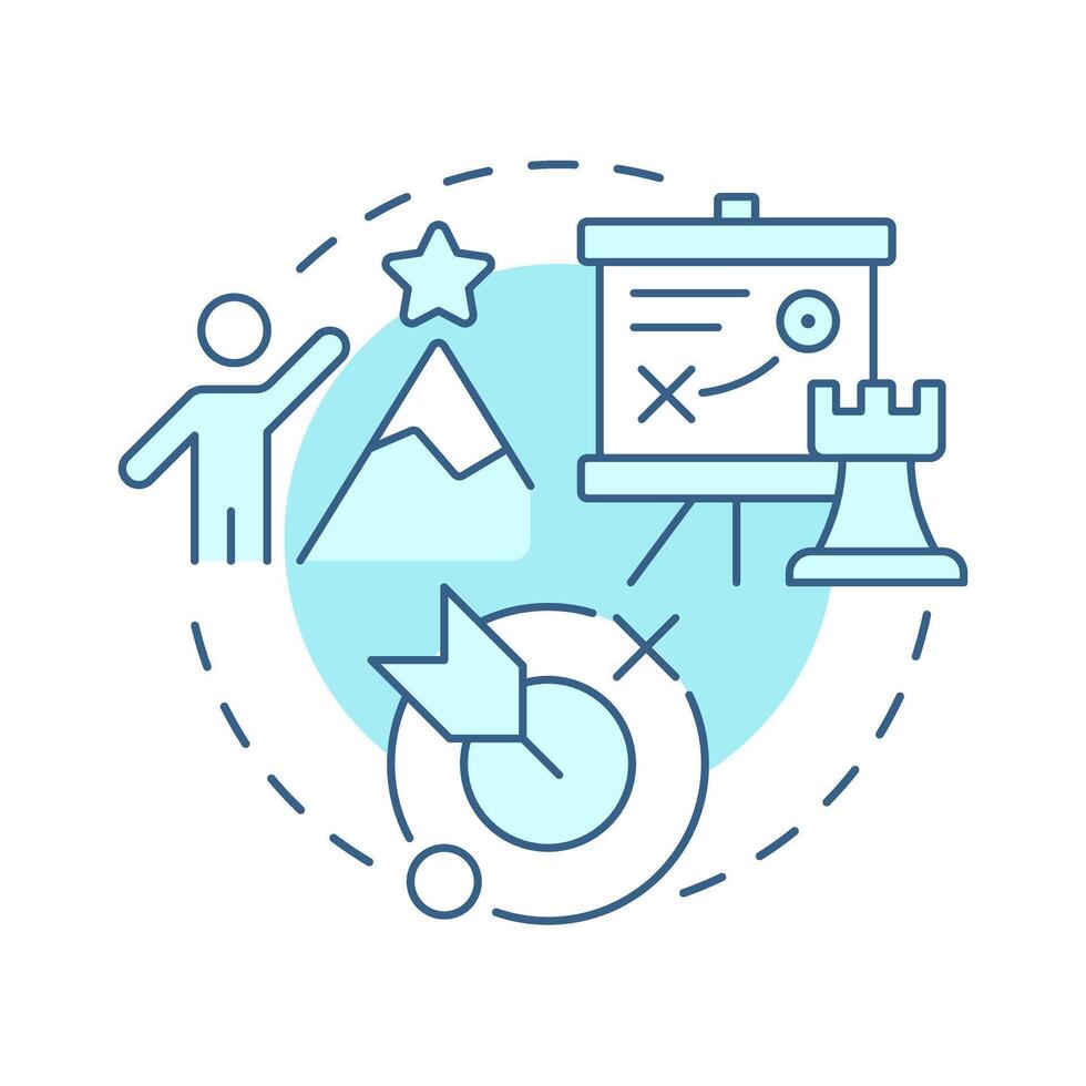 Future state soft blue concept icon. Define organization strategic goals. Stage of gap analysis strategy. Round shape line illustration. Abstract idea. Graphic design. Easy to use in blog post vector