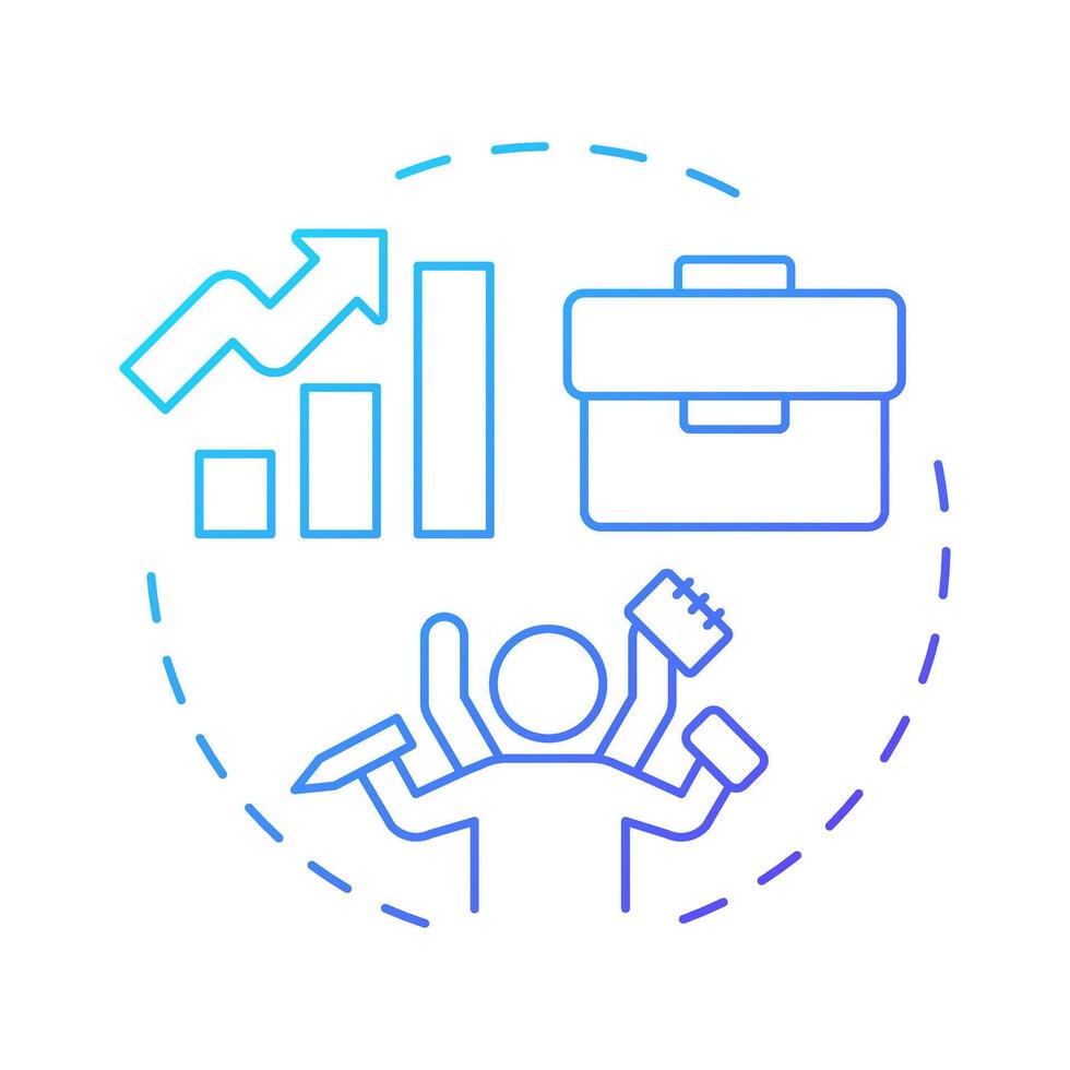 Employee productivity blue gradient concept icon. Task management, multitask. Efficiency increase. Round shape line illustration. Abstract idea. Graphic design. Easy to use in article, blog post vector