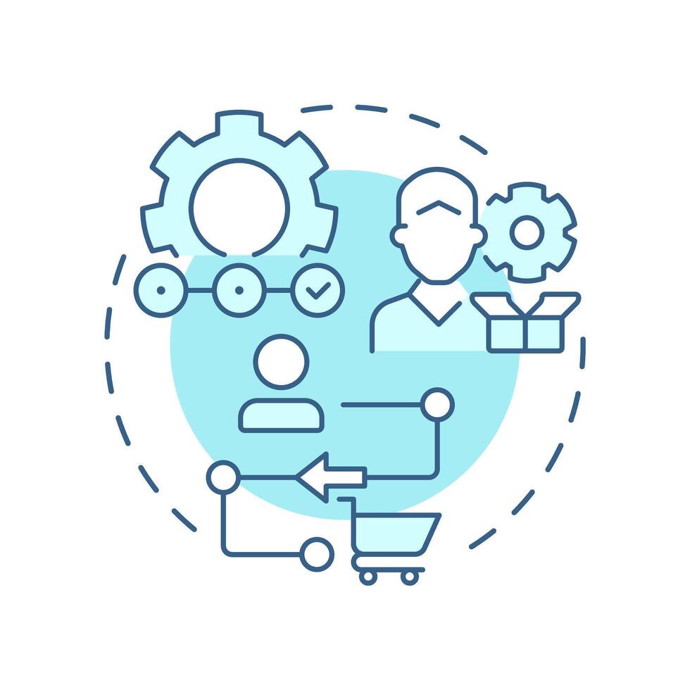 Service blueprint soft blue concept icon. Diagram of customer and organization delivery. Gap analysis tool. Round shape line illustration. Abstract idea. Graphic design. Easy to use in blog post vector