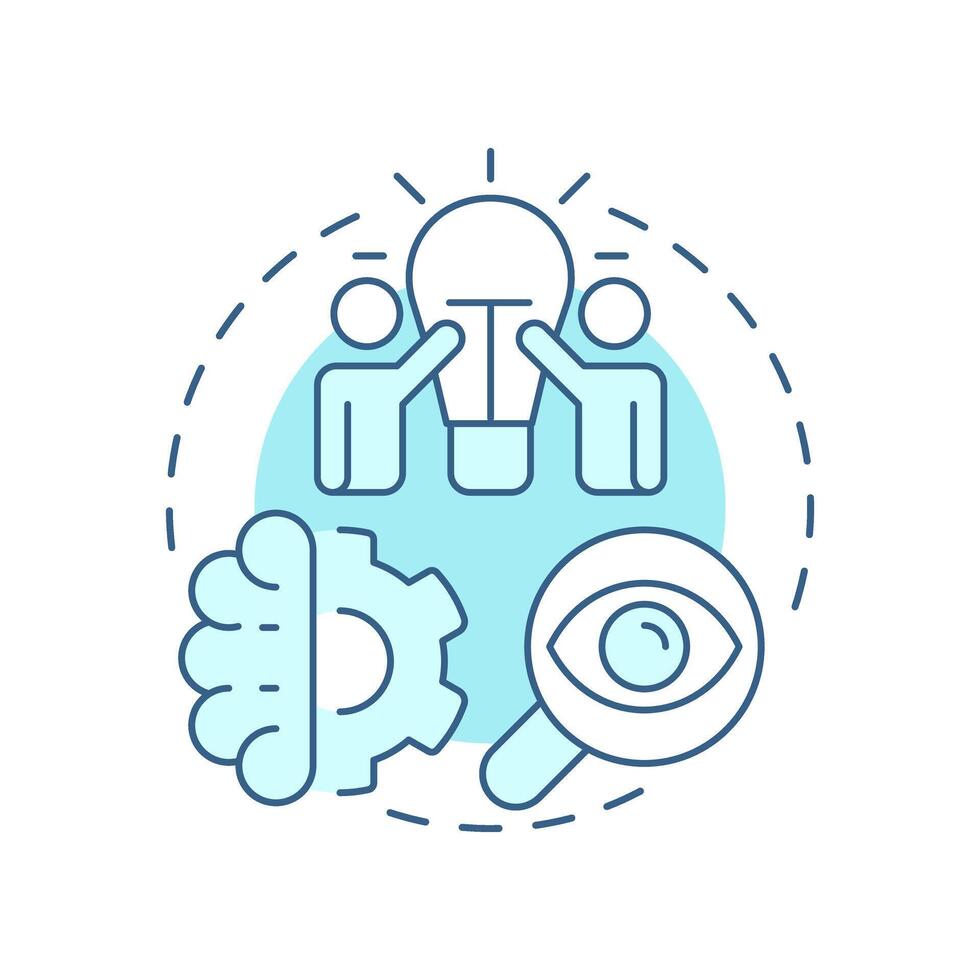 Idea generation soft blue concept icon. Brainstorming, research, observation of feedbacks. Innovation funnel. Round shape line illustration. Abstract idea. Graphic design. Easy to use in brochure vector
