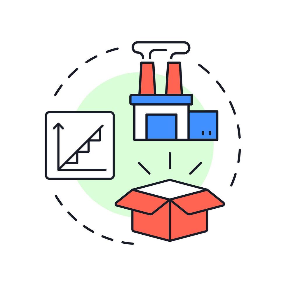Lag strategy multi color concept icon. Increase production after demands. Capacity management regulation. Round shape line illustration. Abstract idea. Graphic design. Easy to use in presentation vector