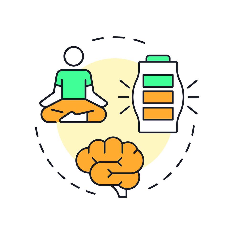 Minimize burnout multi color concept icon. Accurately aligning workforce. Benefit of capacity management. Round shape line illustration. Abstract idea. Graphic design. Easy to use in presentation vector