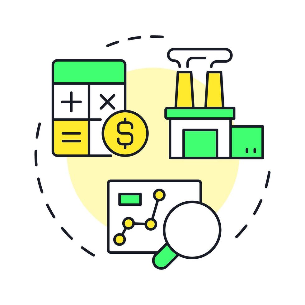 Measurement multi color concept icon. Resources data gathering. Step in capacity organization processes. Round shape line illustration. Abstract idea. Graphic design. Easy to use in presentation vector