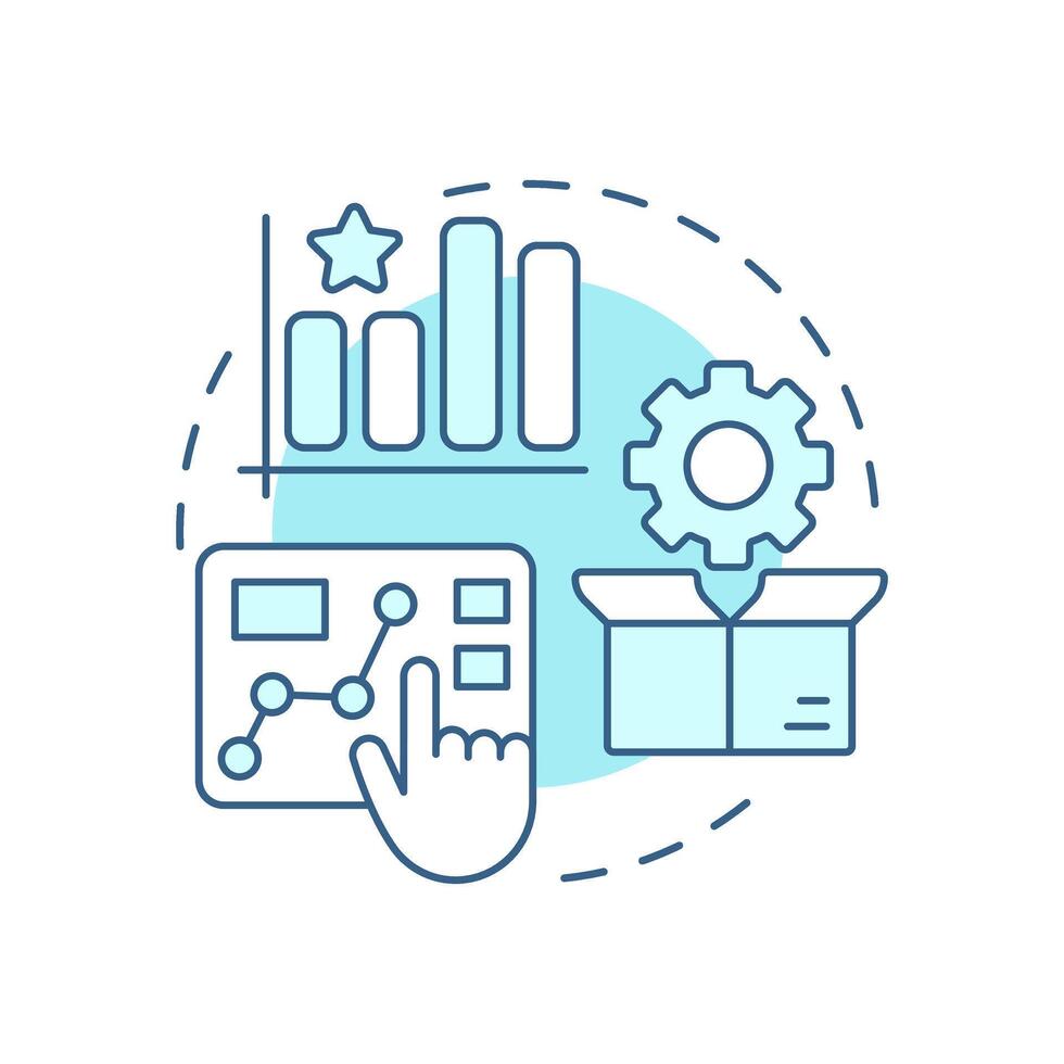 Testing soft blue concept icon. Prototype evaluation under controlled real world conditions. Innovation funnel. Round shape line illustration. Abstract idea. Graphic design. Easy to use in brochure vector