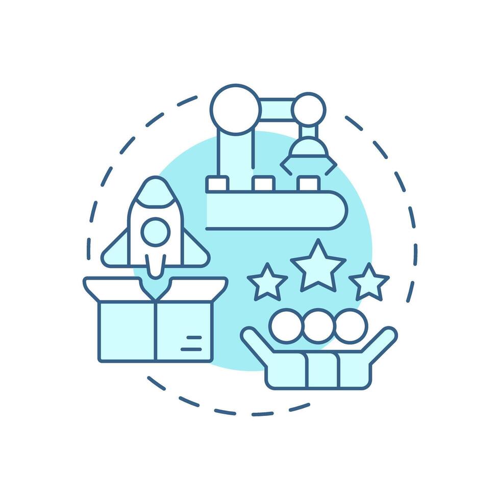 Full deployment soft blue concept icon. Operational use. Technology readiness level. Product development. Round shape line illustration. Abstract idea. Graphic design. Easy to use in brochure vector