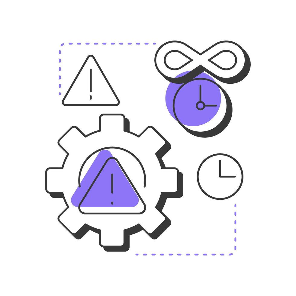 Exhaustive testing is impossible modern linear concept icon. Time management, deadline. Workflow organization. Flat outline elements connected with dotted lines. Creative visual. Easy to edit vector