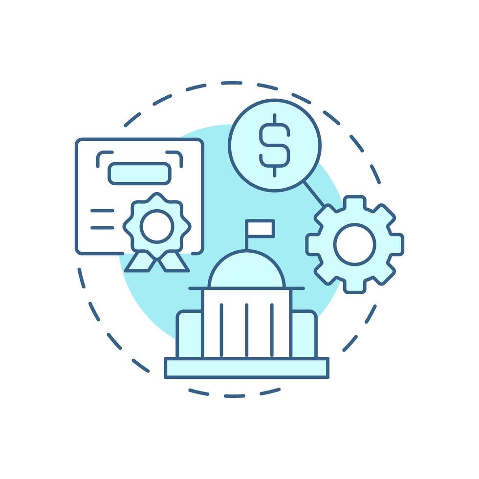 Government soft blue concept icon. Enabler and regulator of innovation. Legal framework. Triple helix model. Round shape line illustration. Abstract idea. Graphic design. Easy to use in brochure vector