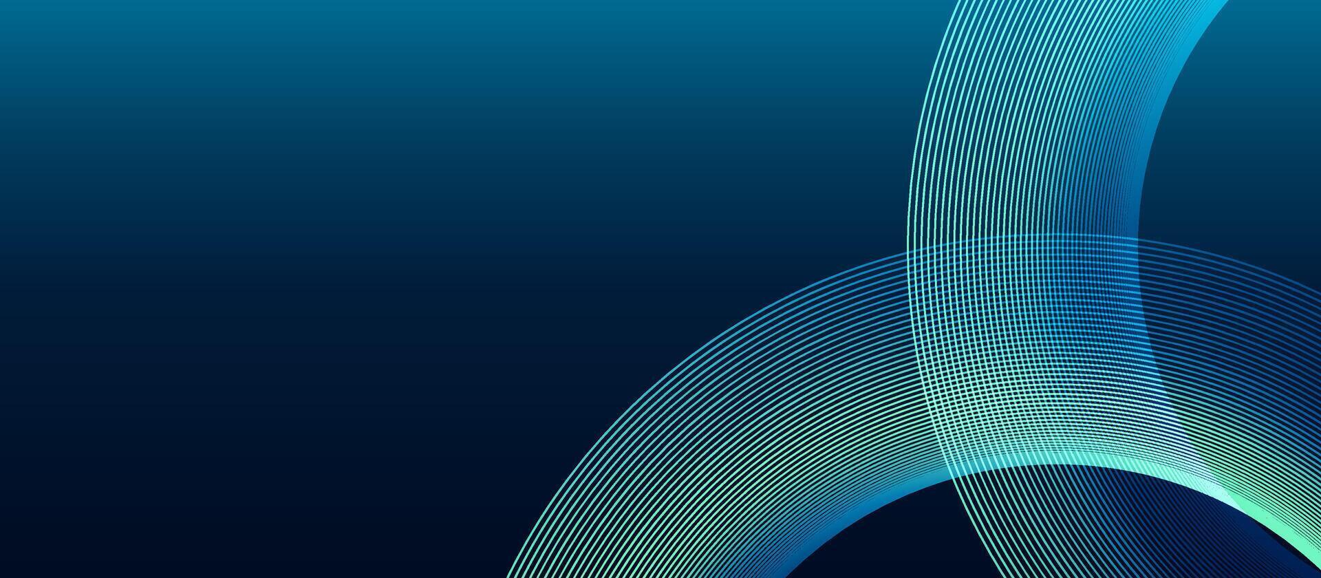 Blue and green minimal dynamic curved lines abstract futuristic hi technology background with lighting effect vector