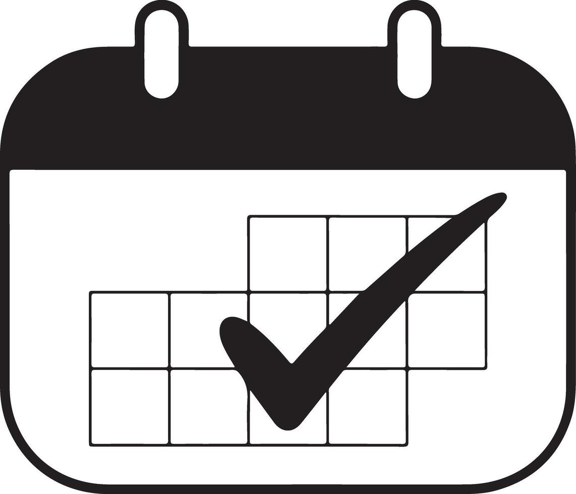 Calendar icon with a check mark for scheduling events isolated on white background vector