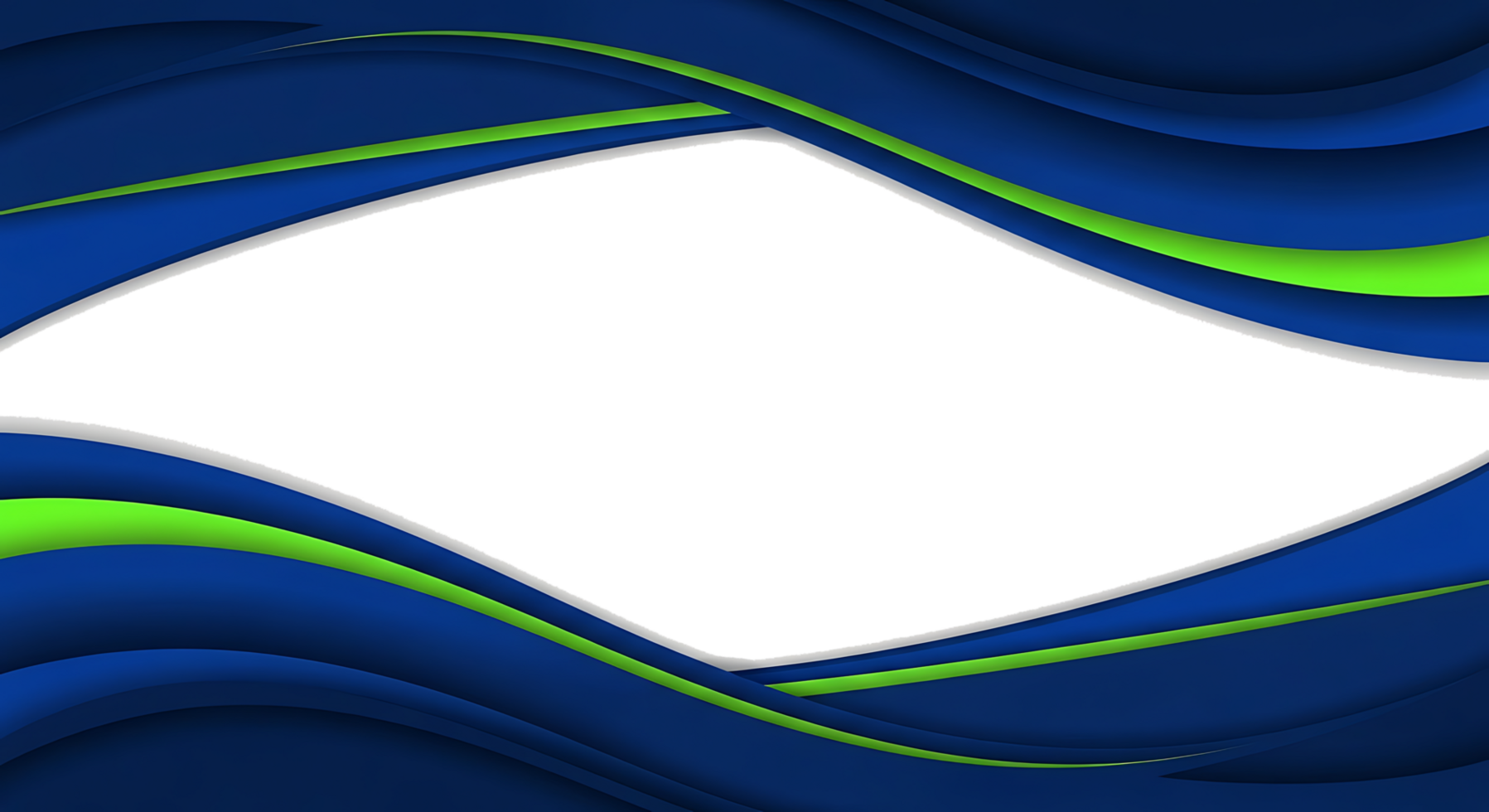 Dynamic abstract frame with flowing blue and lime green layered waves and subtle shadows. png