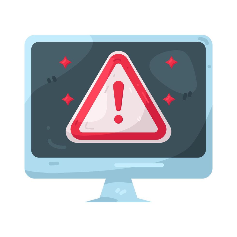 Computer Screen Showing Warning Alert Illustration vector