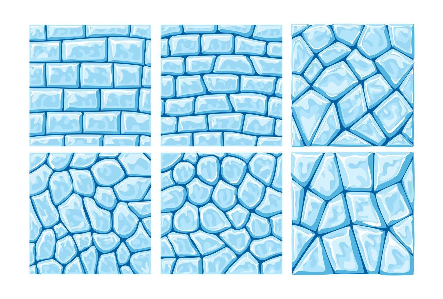 Stylized blue ice brick patterns vector