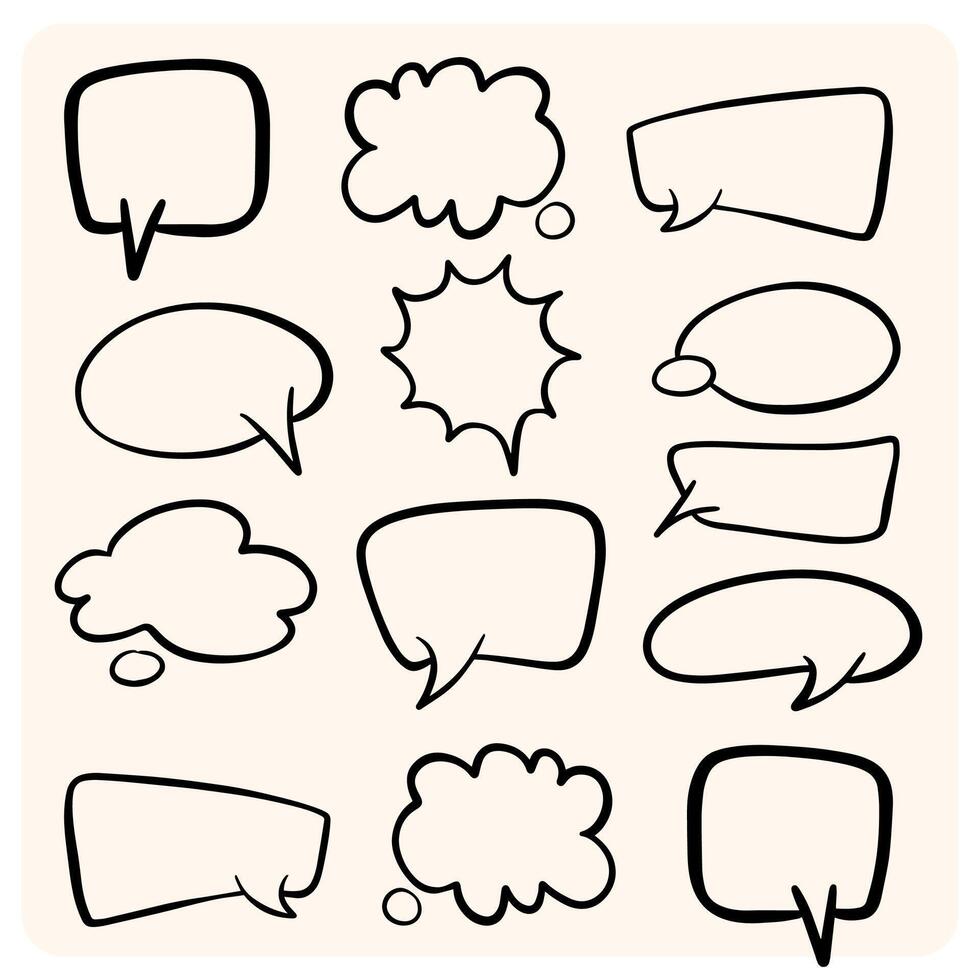 Hand-Drawn Speech Bubbles and Thought Clouds Set with background cream vector