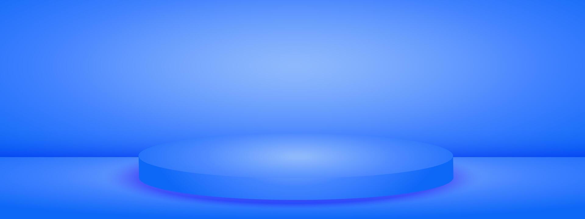 Blue studio room with podium stage. Limbo light background. Abstract 3d bg with empty space for advertising text. vector