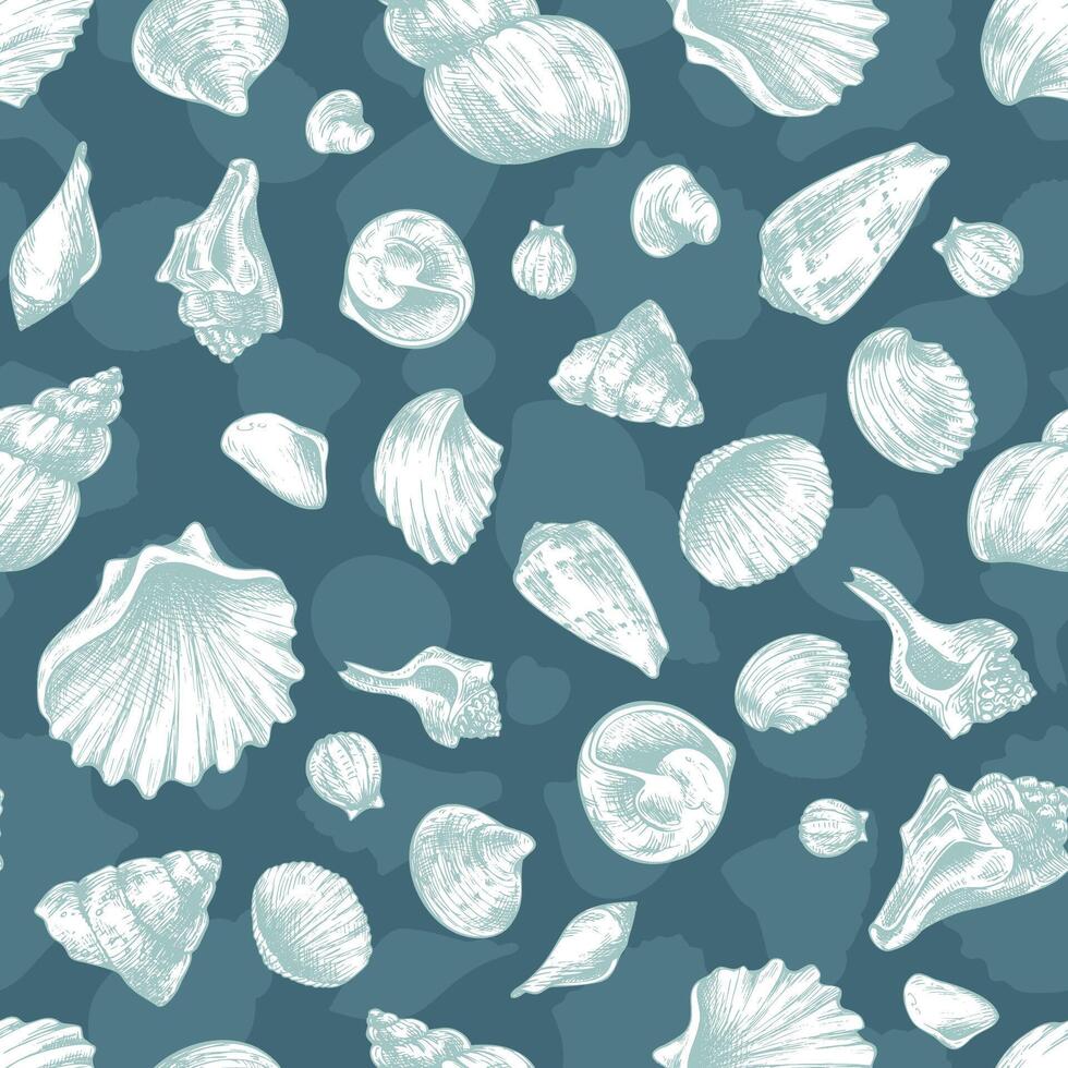 hand-drawn shells design pattern vector