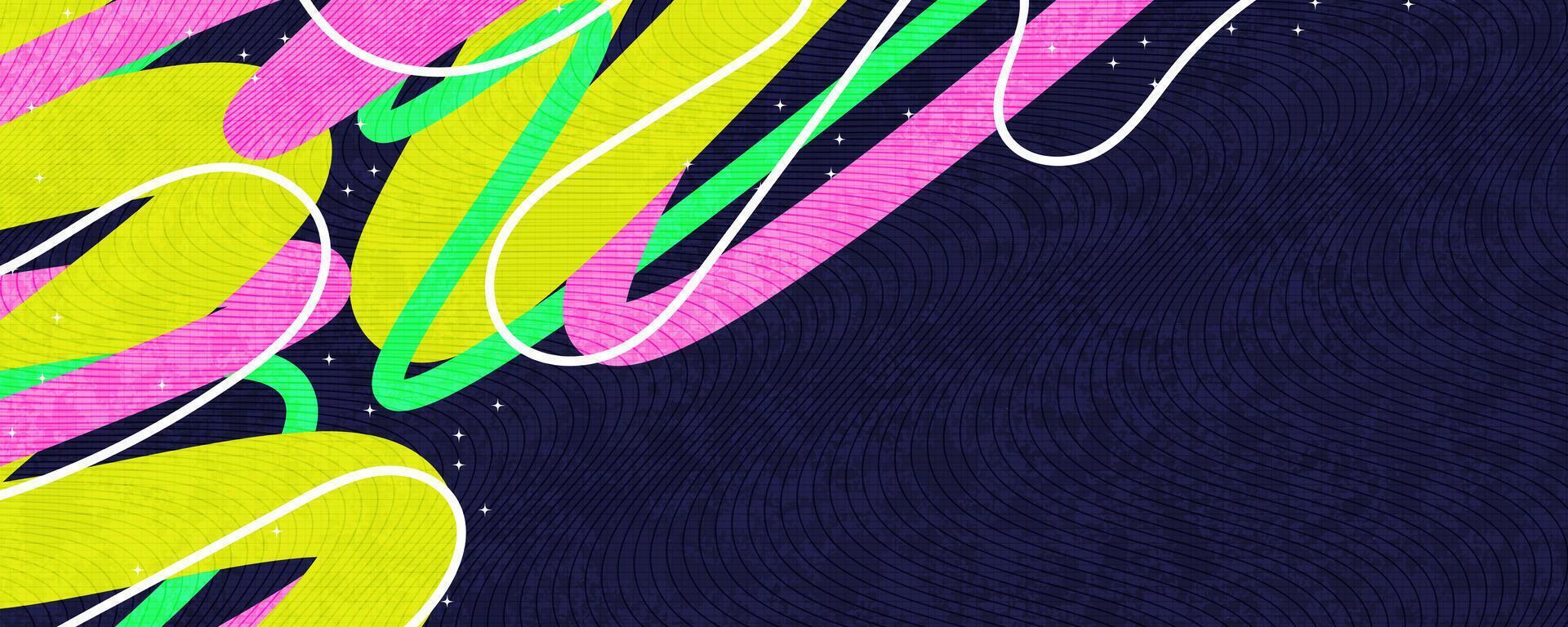 Vibrant and Dynamic Background Design with Colorful Lines and Texture Effects in Pop Art Style vector