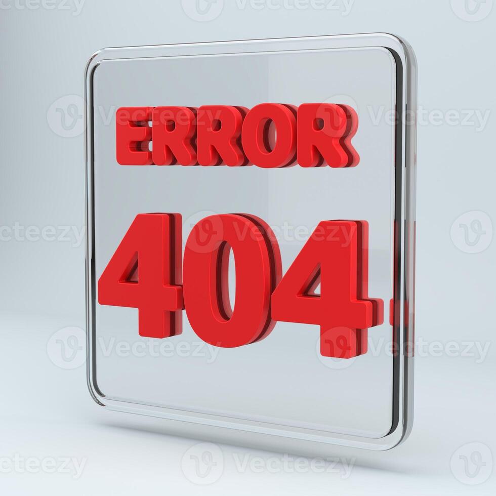 Error 404 An error message within a glass frame, indicating that a file cannot be found on the server. This digital error is essential for tech websites. photo
