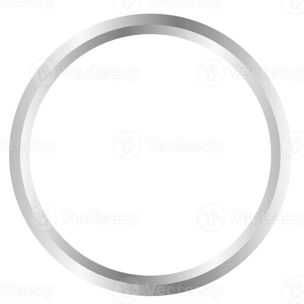 Silver circular frame with metallic gradient, luxury silver ring border on transparent background, elegant design element for decoration and graphic design projects. png
