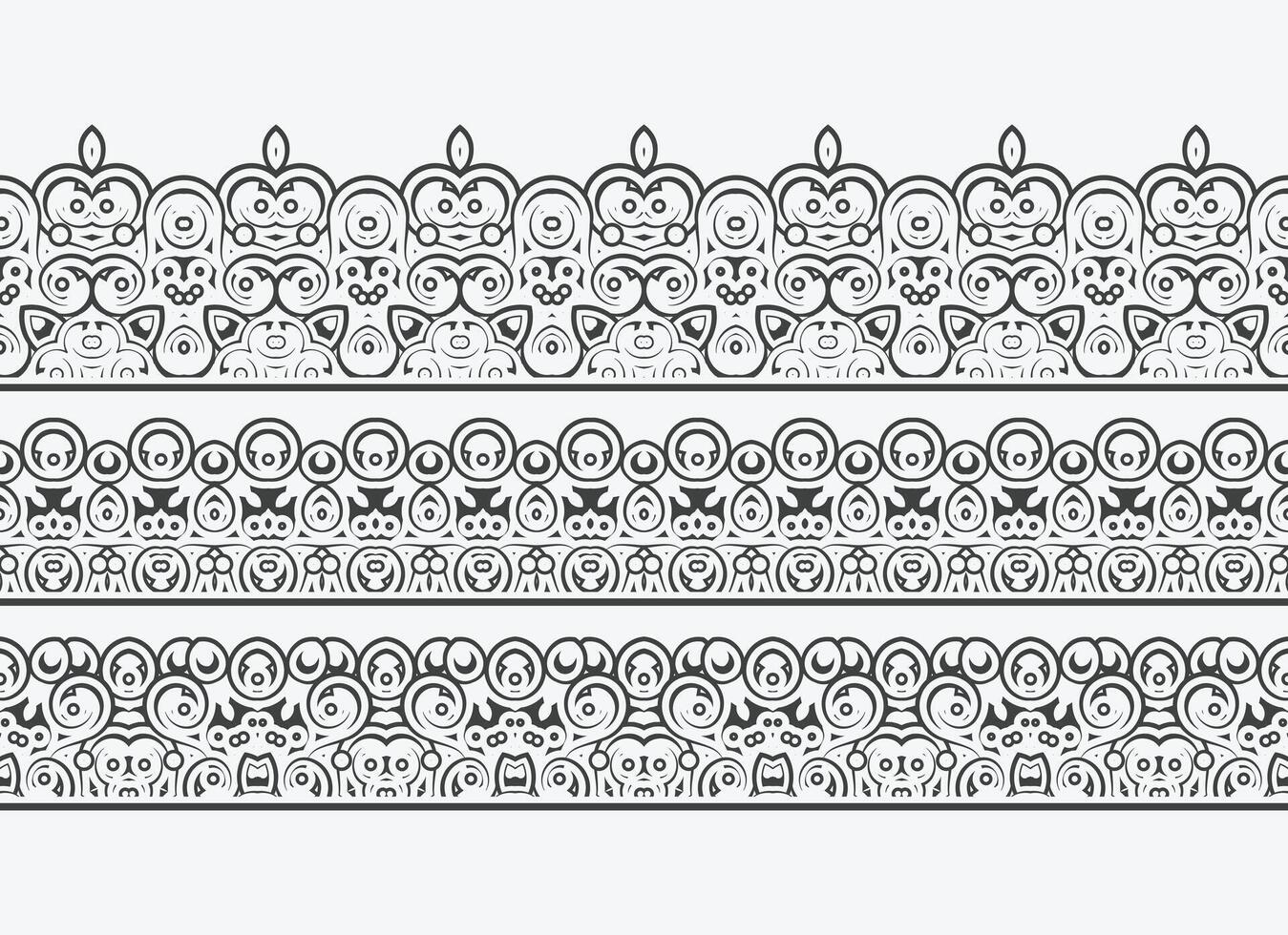 Decorative Handdrawn Ornate Border Seamless Pattern Repeating Element Decoration vector