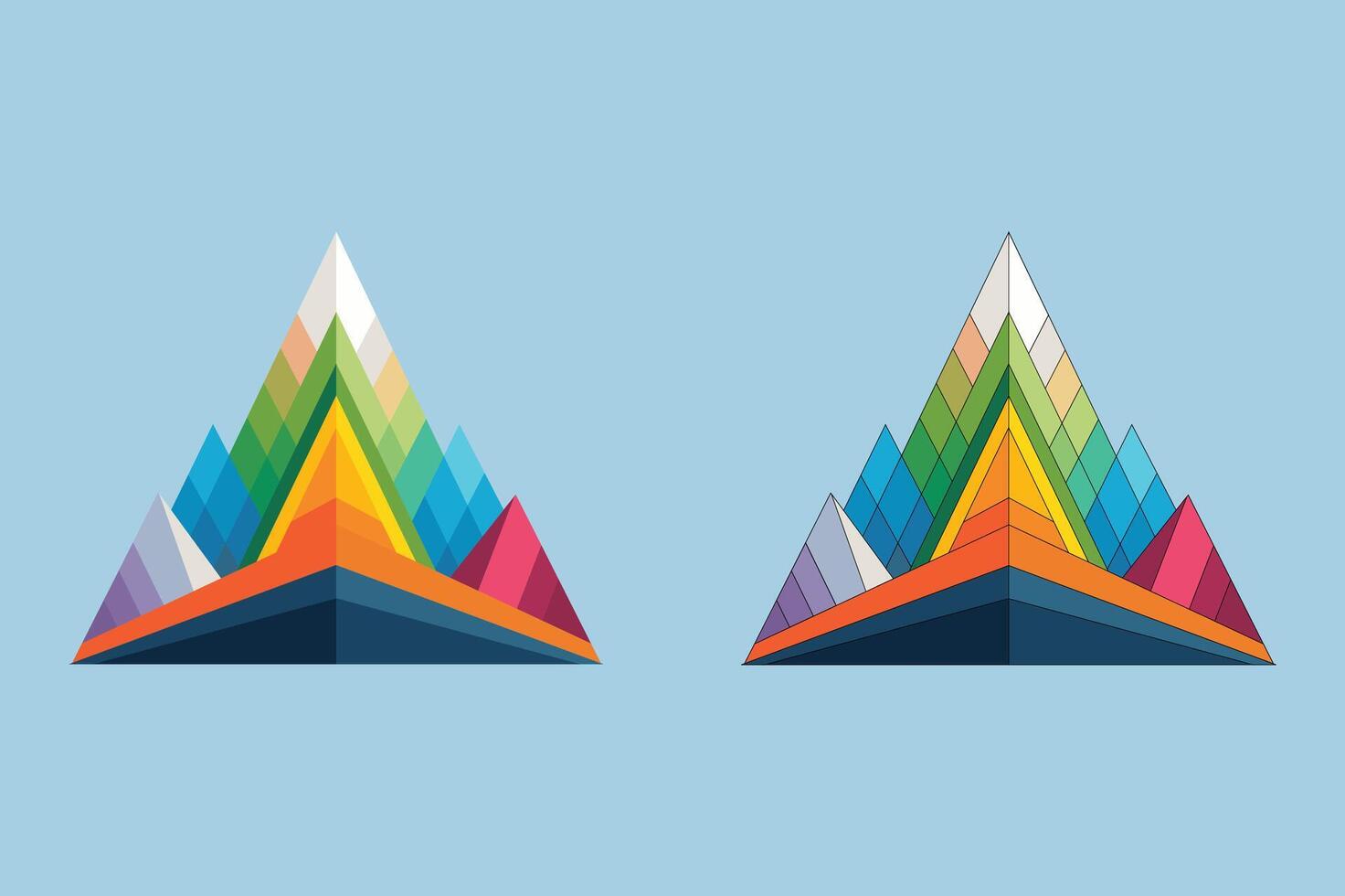 Prismatic Mountain Landscape in Low Poly, with Abstract Colorful Geometric Shapes. vector