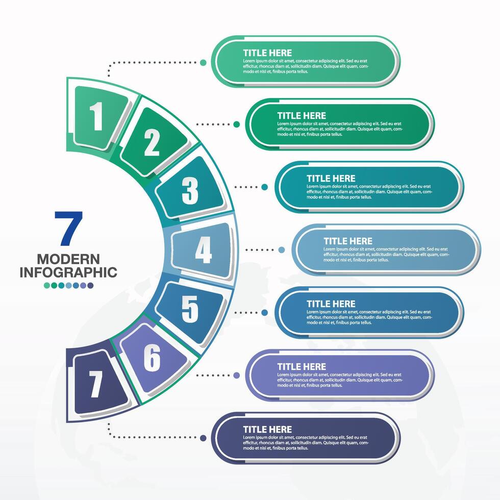 Infographic template with 7 process and number. vector