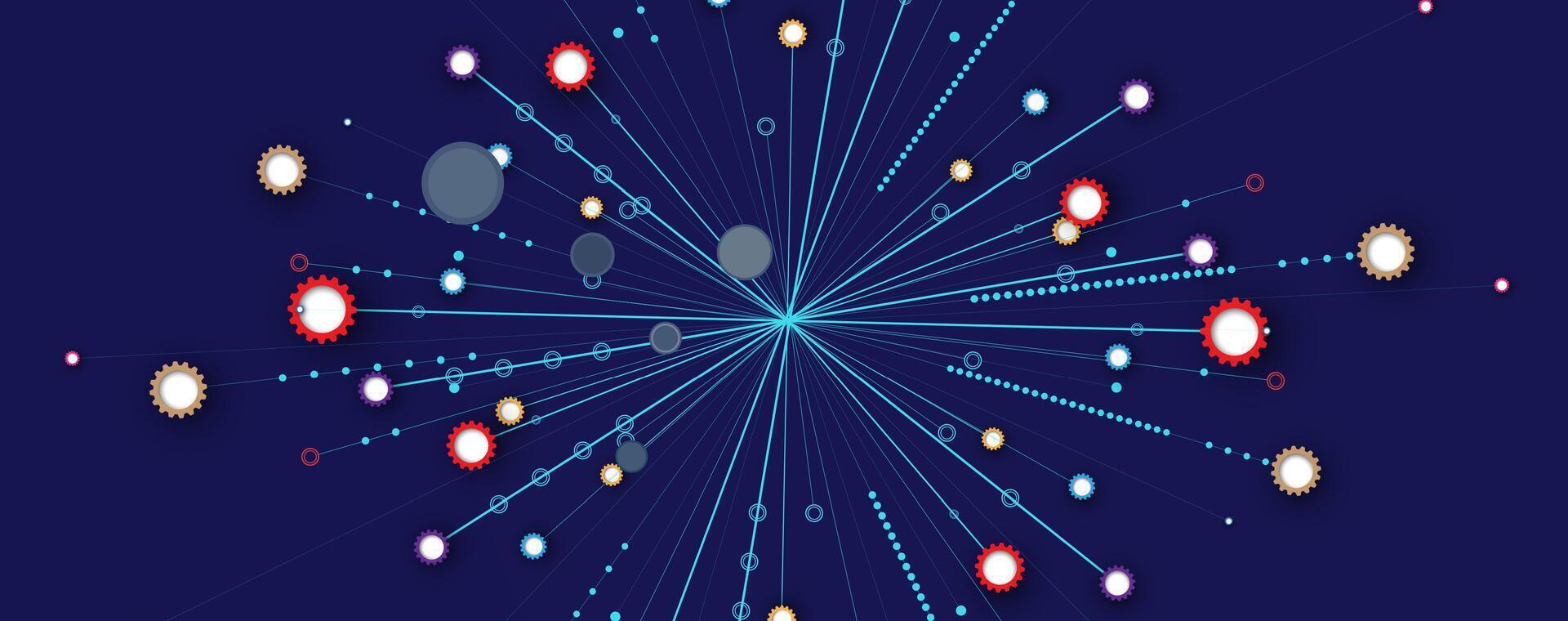 a colorful explosion of dots on a dark background vector