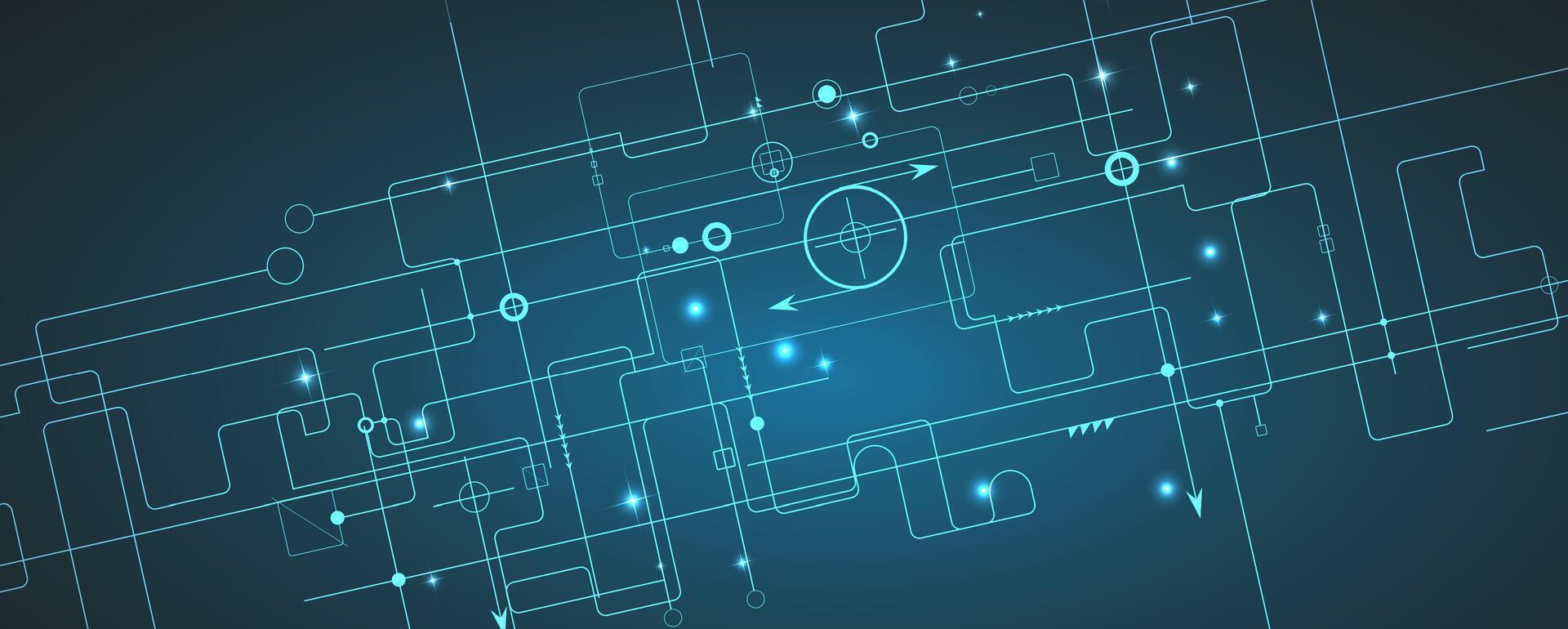 abstract circuit technology background with blue lines vector