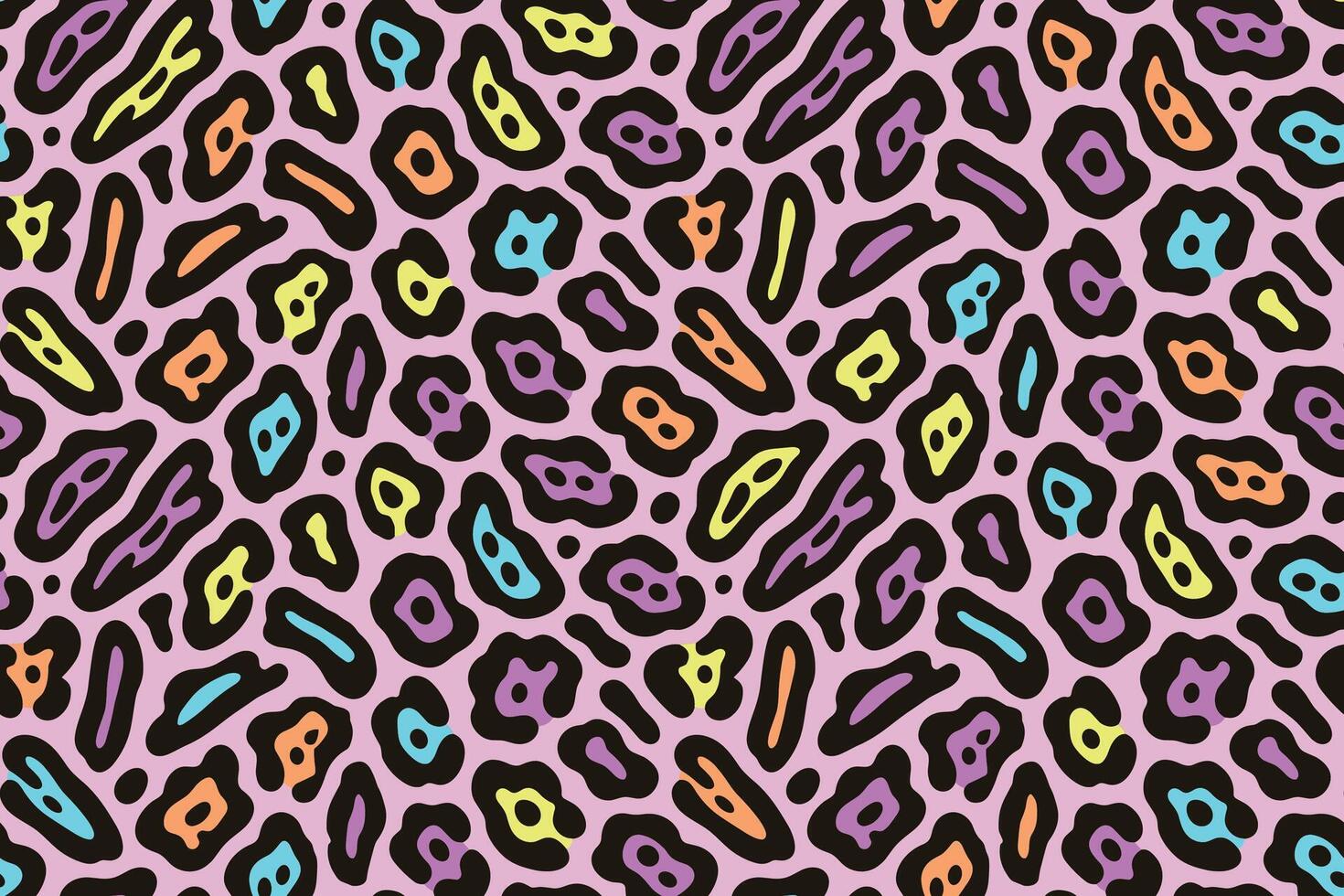 Seamless Colorful Leopard Print Pattern on Soft Pink Background vector