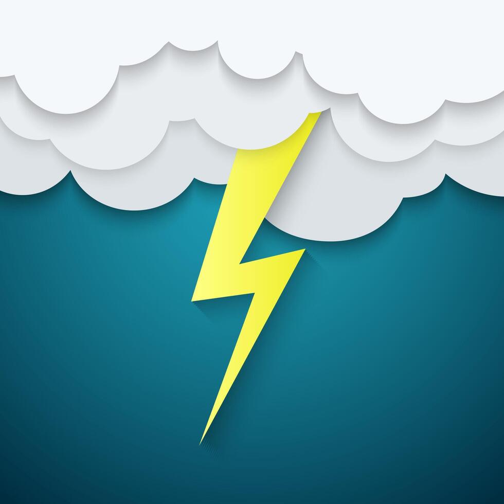 Lightning in the clouds on a blue background vector