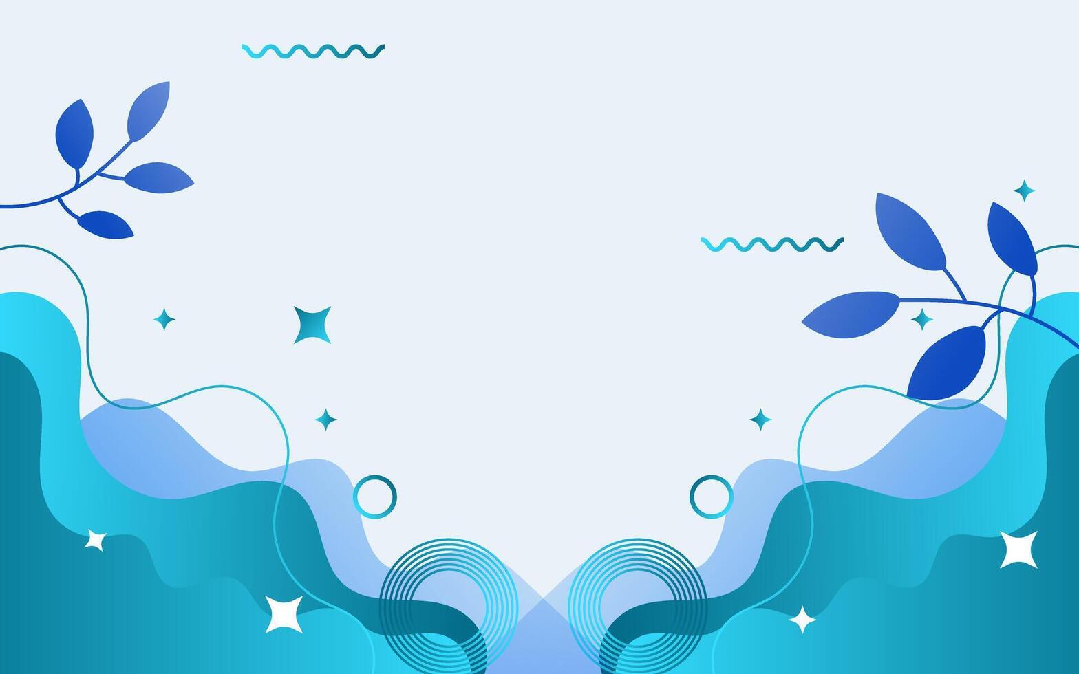 Blue wave pattern with floral accents vector
