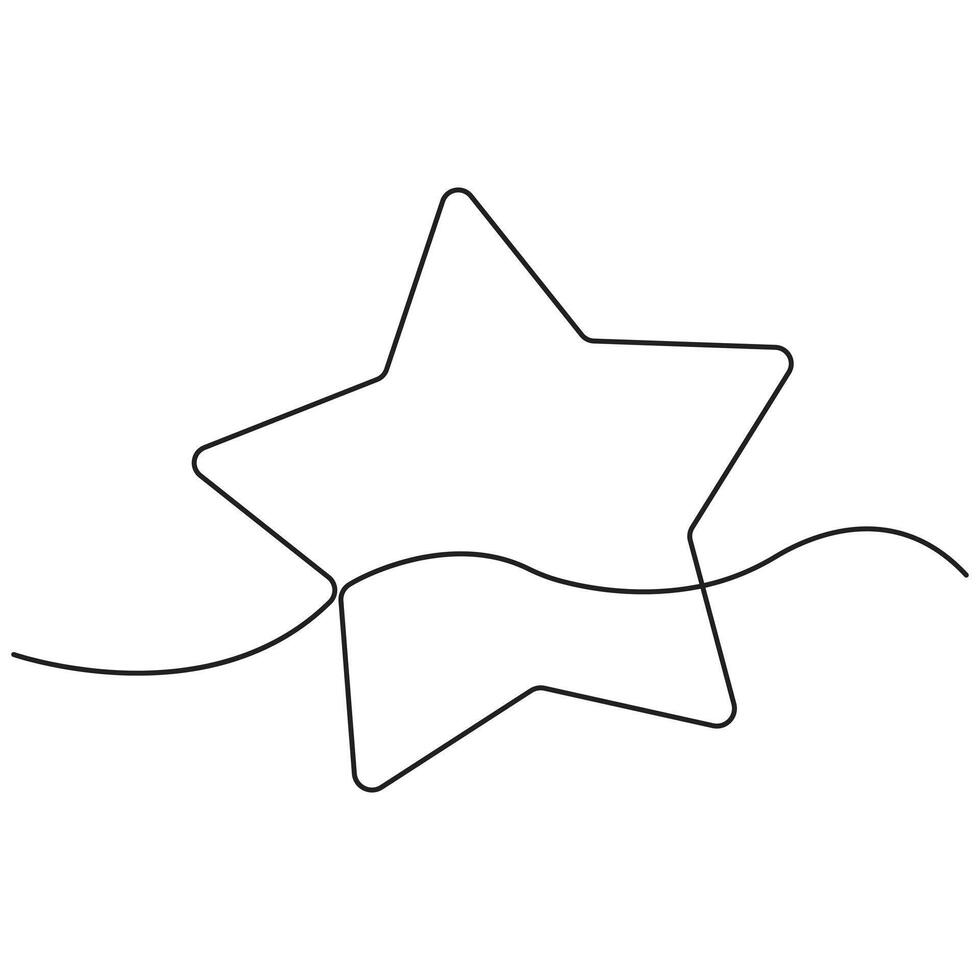 Continuous one line drawing single star outline, minimalist icon symbolizing rating, favorite, excellence, achievement, quality review, isolated modern design. vector