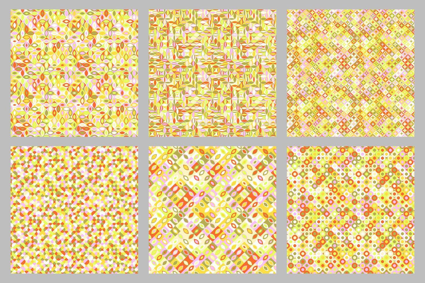 Seamless abstract curved shape pattern background design set vector