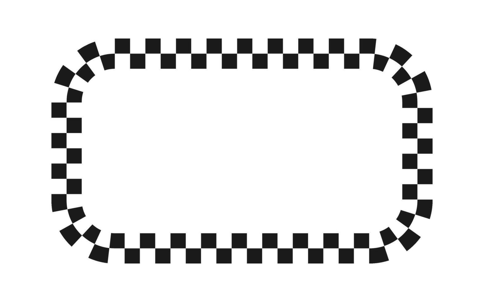 Checkered rectangle frame. Square oval race checker flag pattern. Checkerboard geometric pattern. Black and white rally chess square pattern. Finish race frame. illustration on white background vector