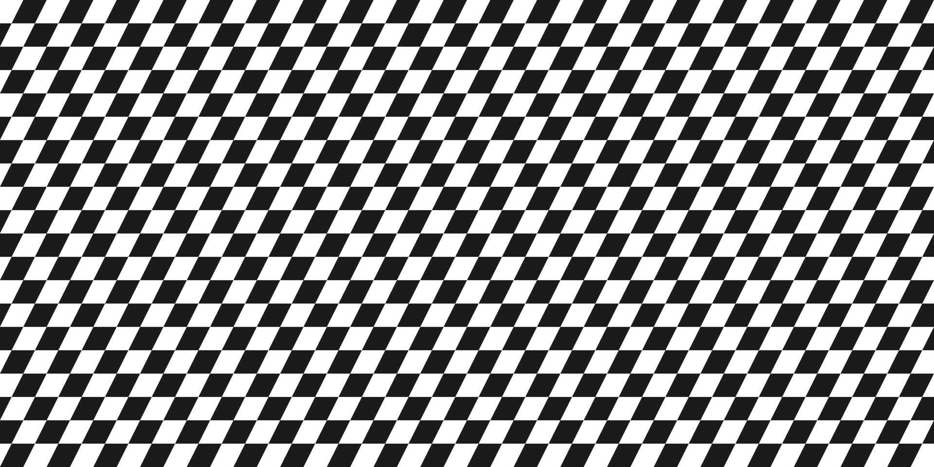 Race checker flag seamless pattern. Black and white rally simple texture. Checkerboard finish f1 design pattern. Inclined lines. Illustration on white background vector