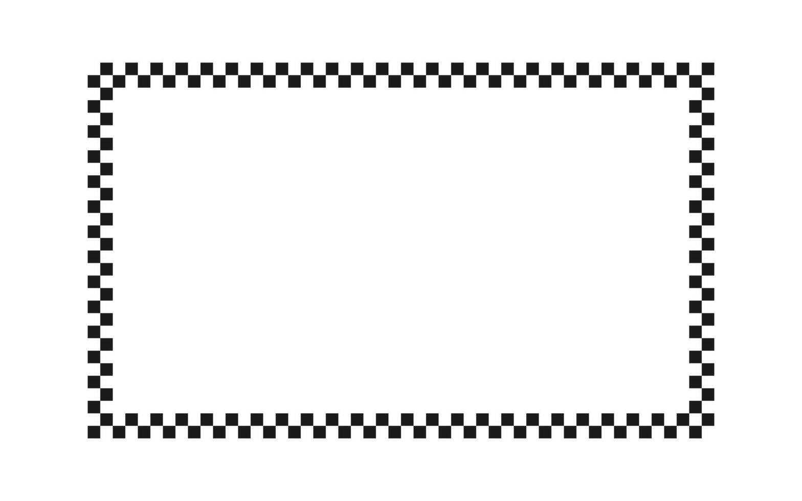 Checkered rectangle frame. Square race checker flag pattern. Checkerboard geometric pattern. Black and white rally square pattern. Finish race frame. illustration on white background vector