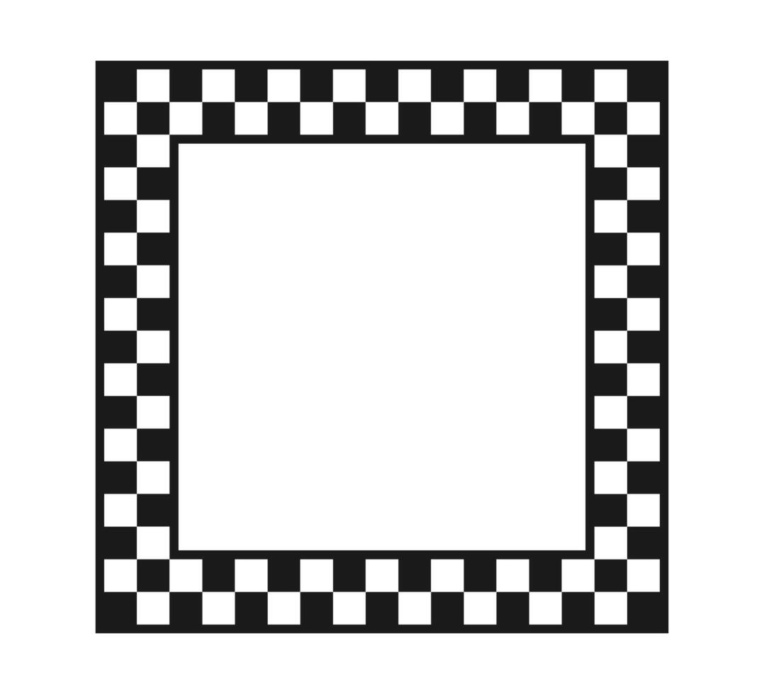Checkered rectangle frame. Square race checker flag pattern. Checkerboard geometric pattern. Black and white rally chess square pattern. Finish race frame. vector