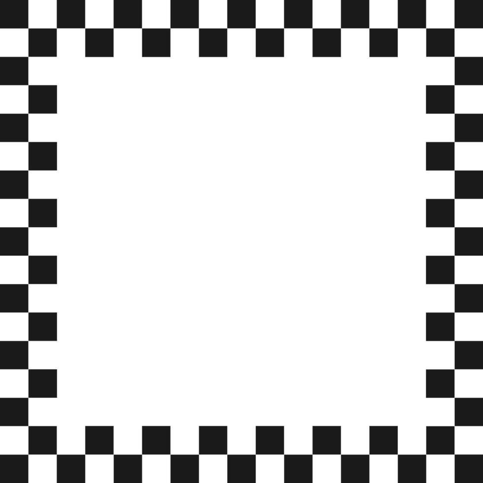 Checkered simple rectangle frame. Square race checker flag pattern. Checkerboard geometric pattern. Black and white rally chess square pattern. Finish race frame. illustration on white background vector