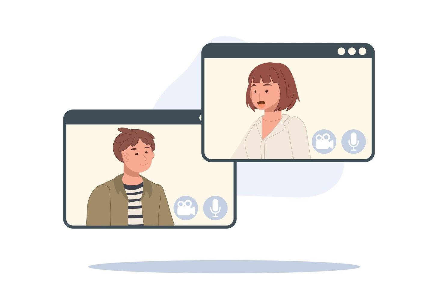 call concept,Global network. Man and woman are talking and calling via internet application. illustration vector