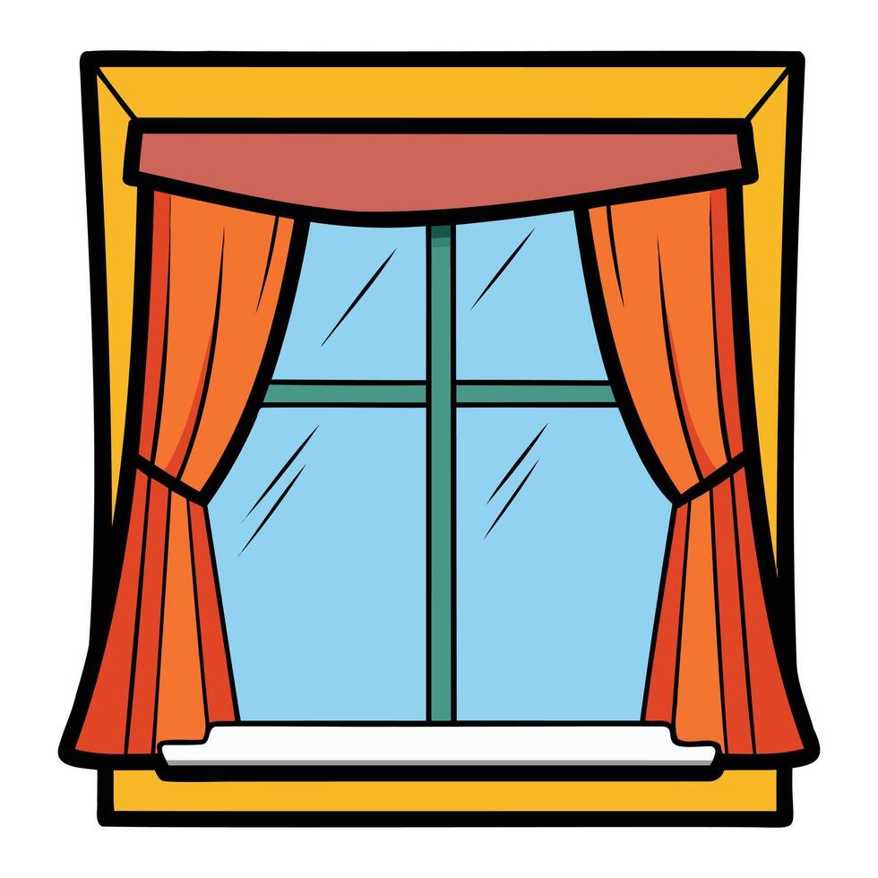 Sunlight and Open Window View Illustration vector