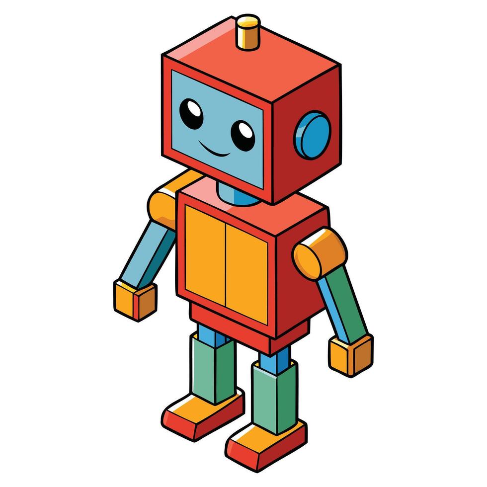 Cubic Robot and Isometric Machine Character vector