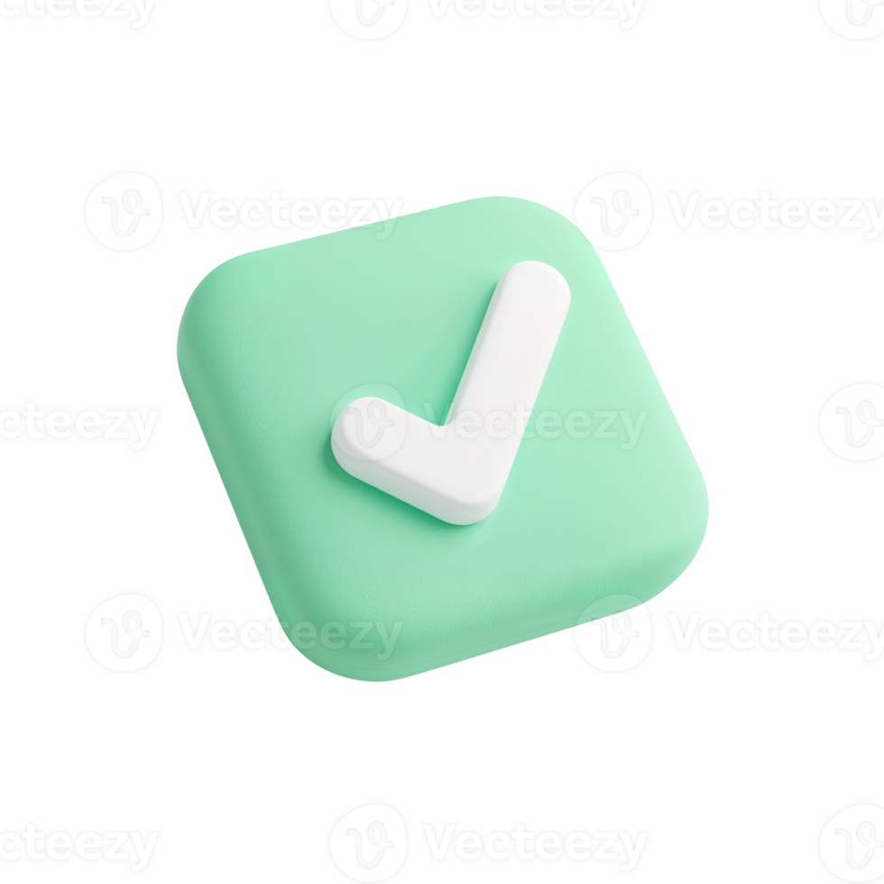 Mint colored soft square with a white check mark providing a validation visual png