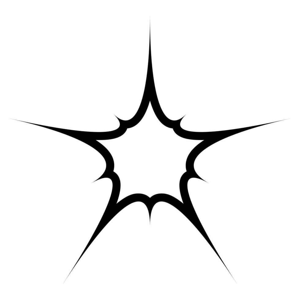 Retro futuristic Y2K starburst with a bold and edgy style. A dynamic cosmic shape with sharp points, ideal for cyber, sci fi, and nostalgic aesthetics. vector