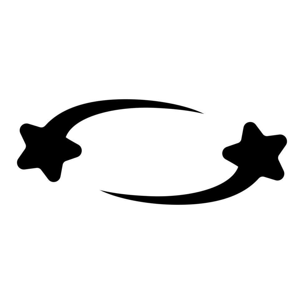 Futuristic Y2K swoosh orbit with star elements. A bold, retro cosmic design with space aesthetic. Perfect for sci fi, cyber, and nostalgic themes. Great for digital posters, cards and print projects. vector