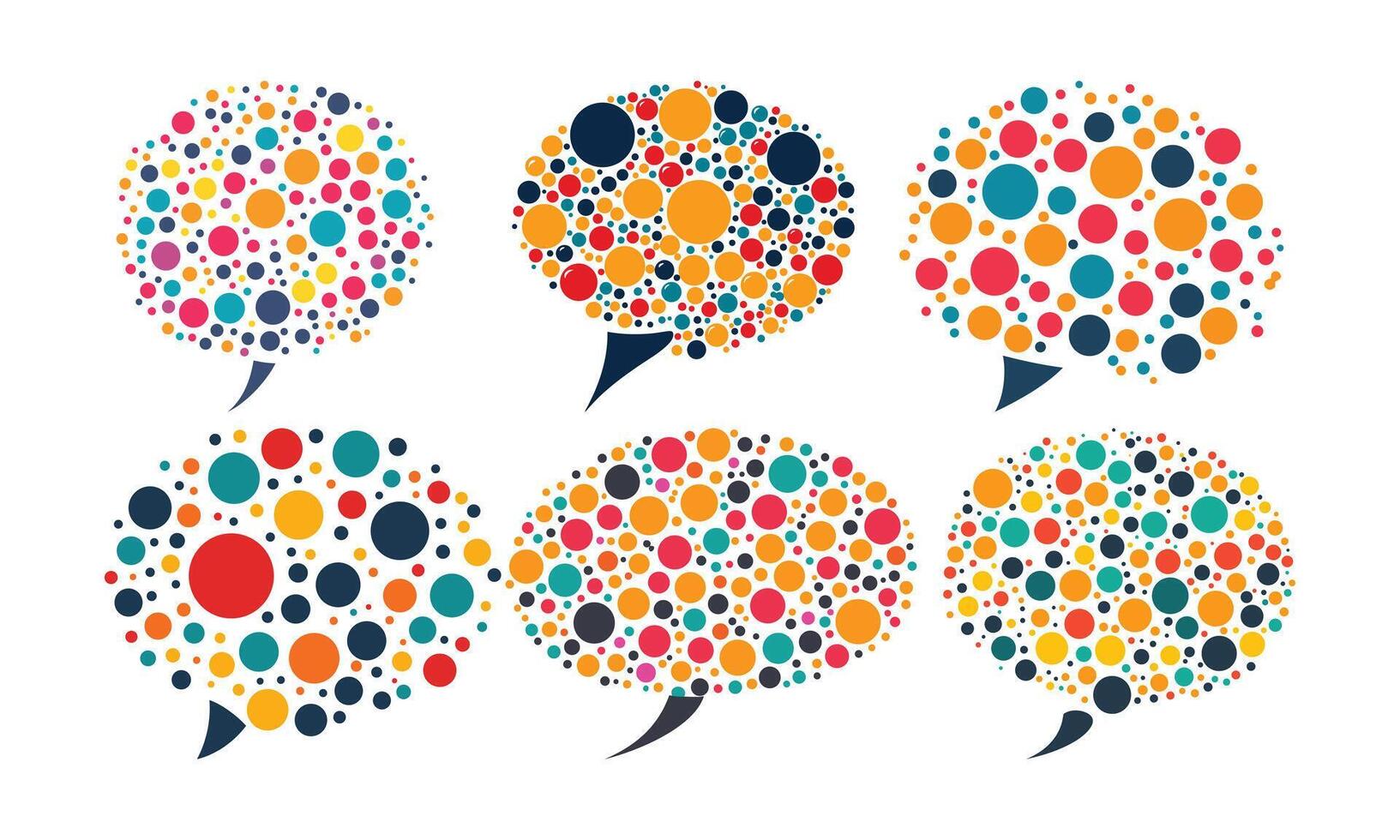 Colorful Speech Bubbles, Abstract Dot Pattern Design vector