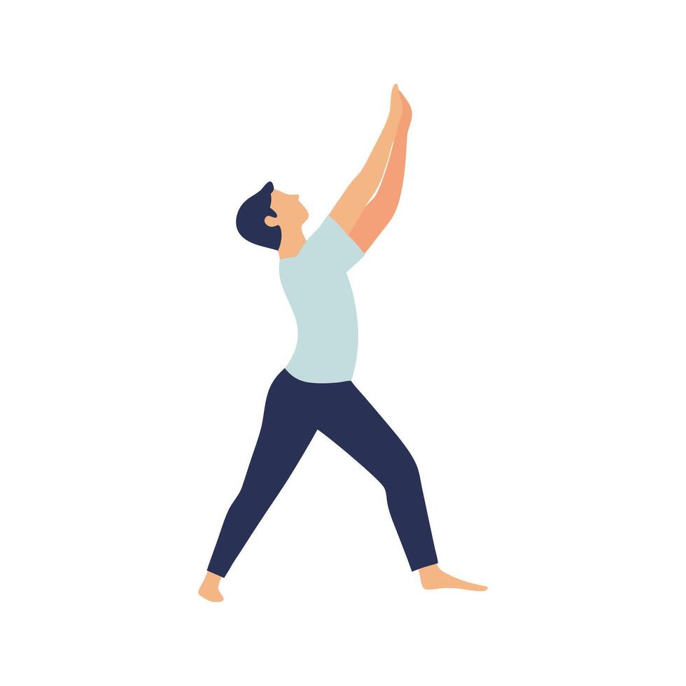 Man Practicing a Yoga Pose for Flexibility and Strength vector