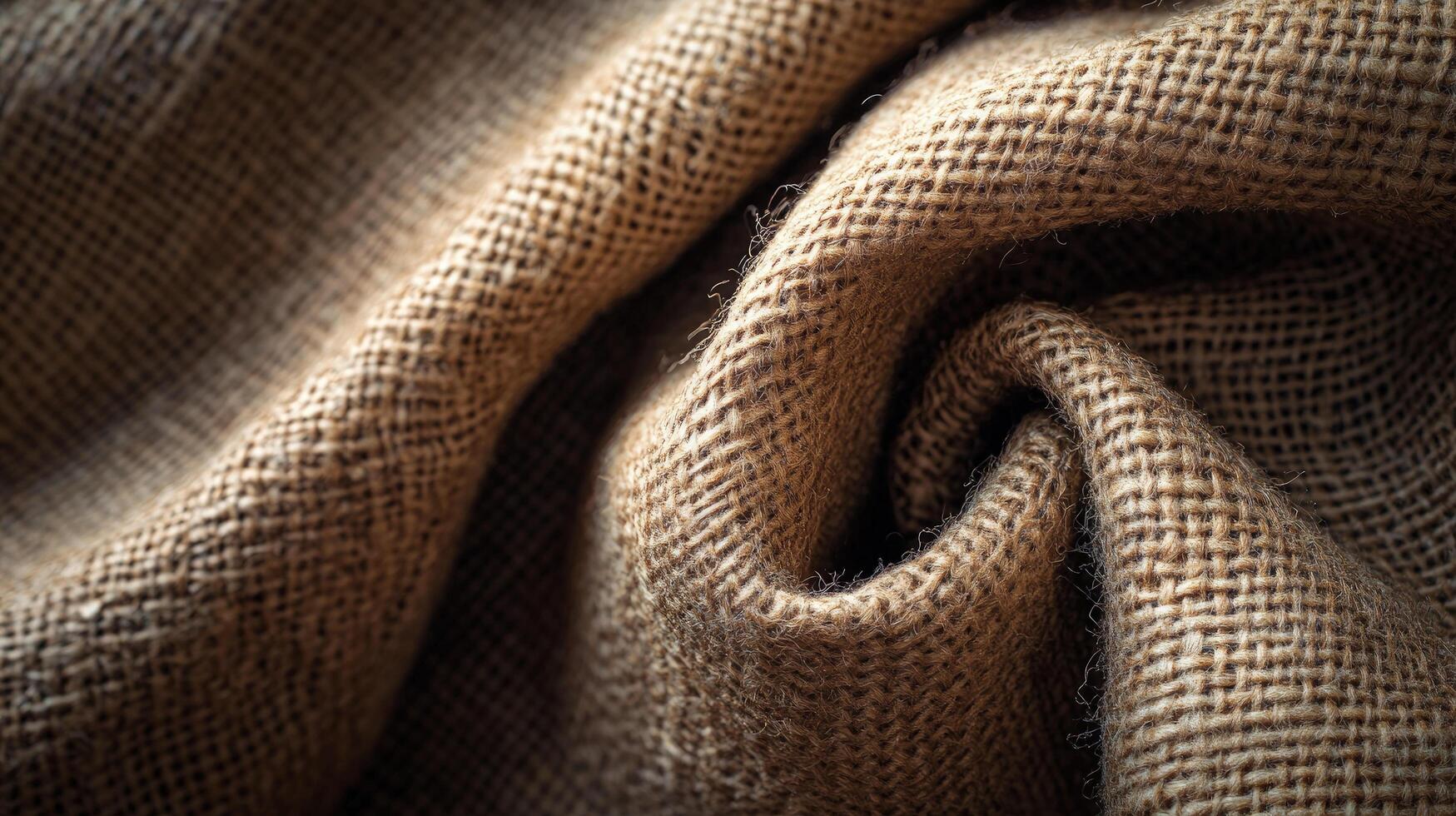 Intricate burlap textile displays its textured fibers and interwoven weave, creating a natural pattern photo