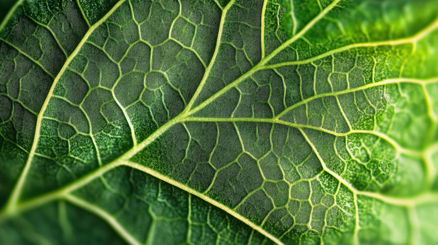 Detailed green leaf macro shows intricate veins and cellular structure in sharp focus photo