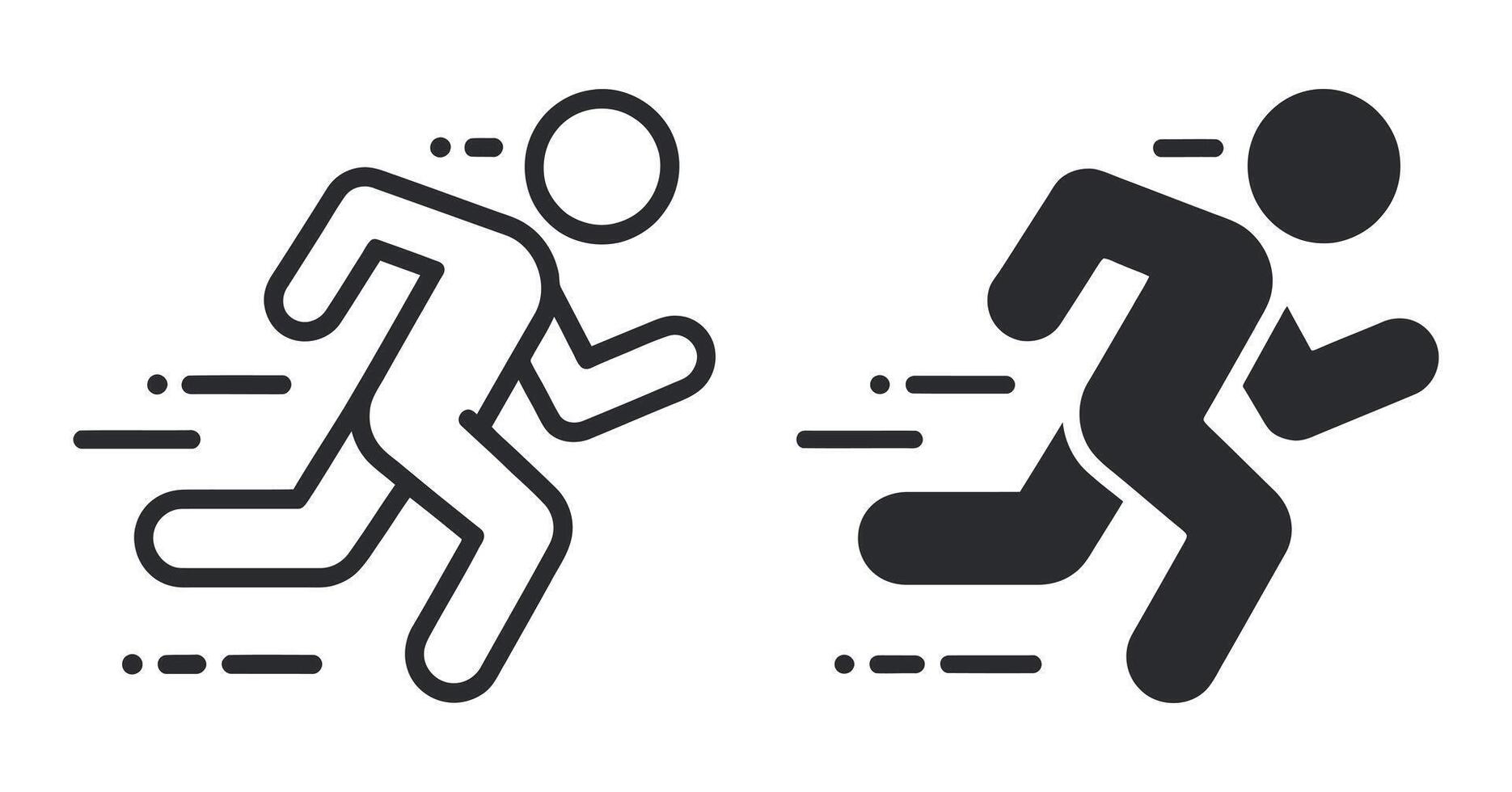 Dynamic Running Man Icon Set, Illustrating Speed and Motion with Streamlined Figure and Action Lines Design vector