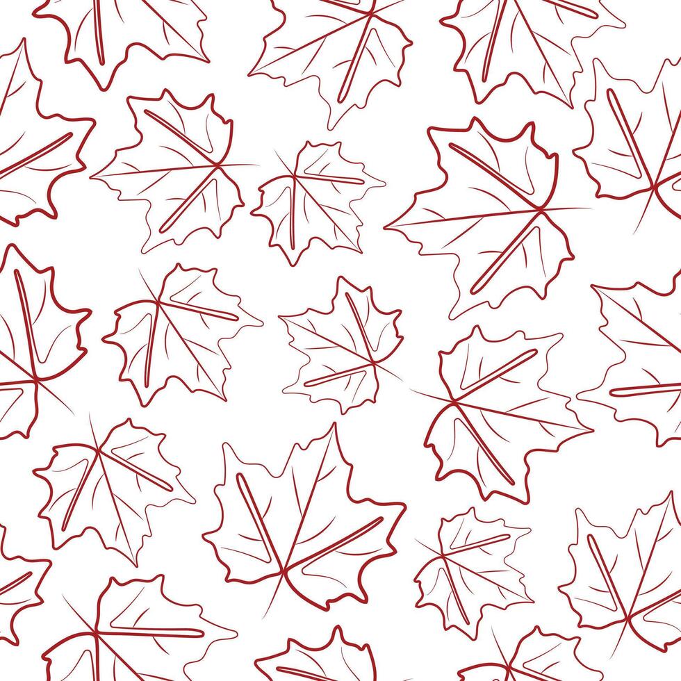 seamless pattern with a yellow maple leaf icon in line art style, for logos, printing or various designs vector