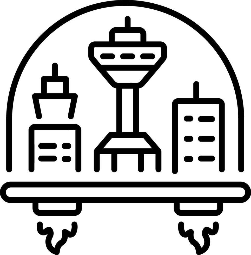 A linear style icon representing space colony vector